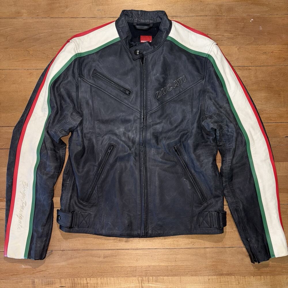 Ducati Dainese Borgo Panigale Men's Leather Motorcycle Jacket Size M No Armor